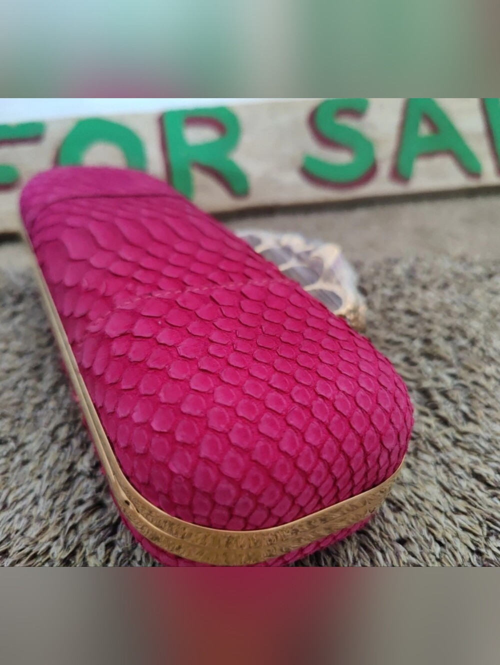 ALEXANDER MCQUEEN Pink Python Skin Knuckle Box Clutch Bag - Picture 11 of 15